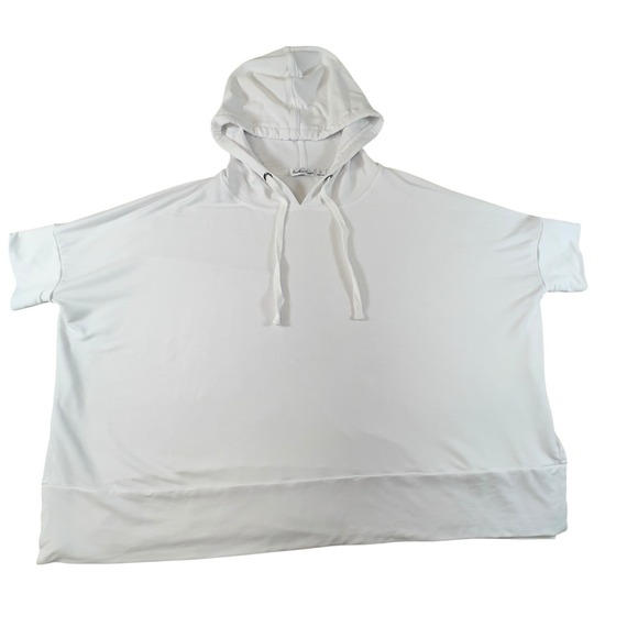 Another Love Tops - Another Love Oversized Cropped Hoodie White Small Keyhole Sides Short Fitted Slv